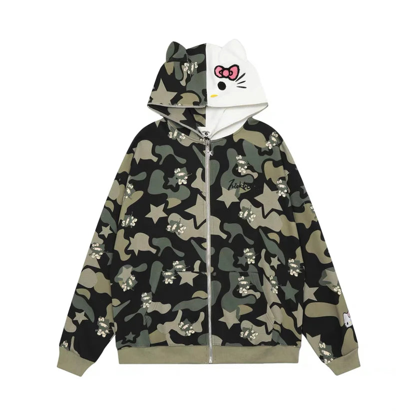 Camouflage Hoodie (Zipper) - Comfykitty - ComfyKitty™
